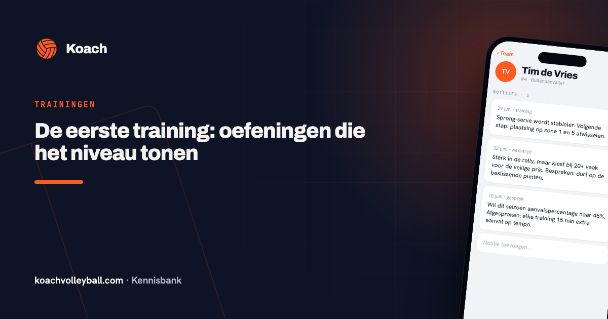Notitie bij een speler in de Koach-app met een korte observatie van de trainer