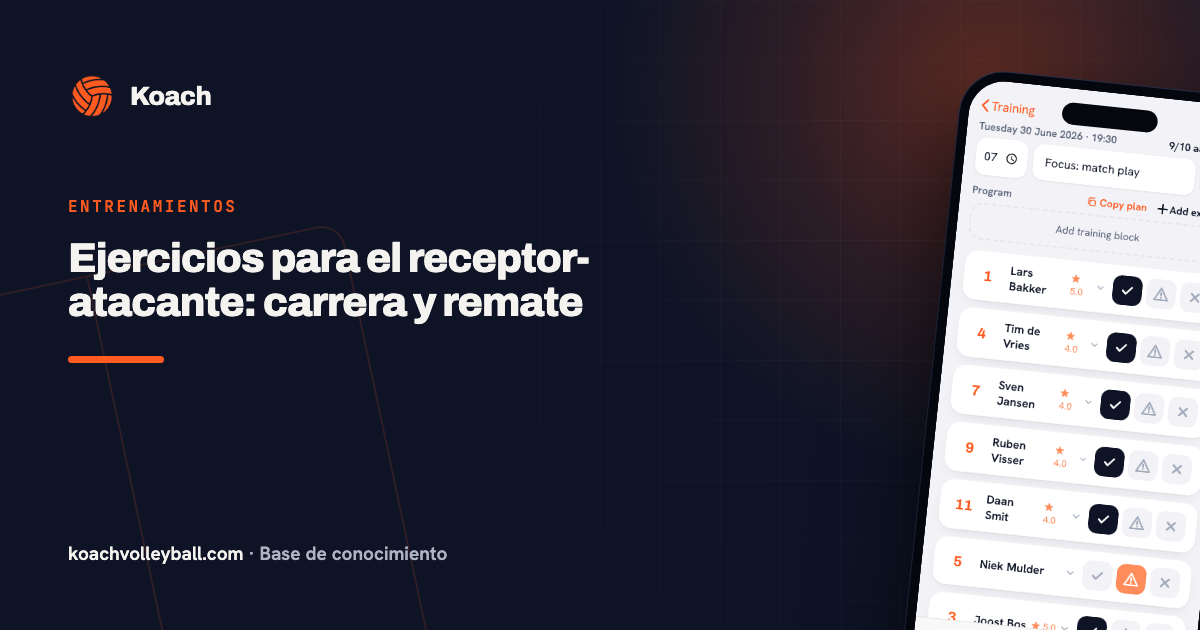 Ejercicios para el receptor-atacante: carrera y remate