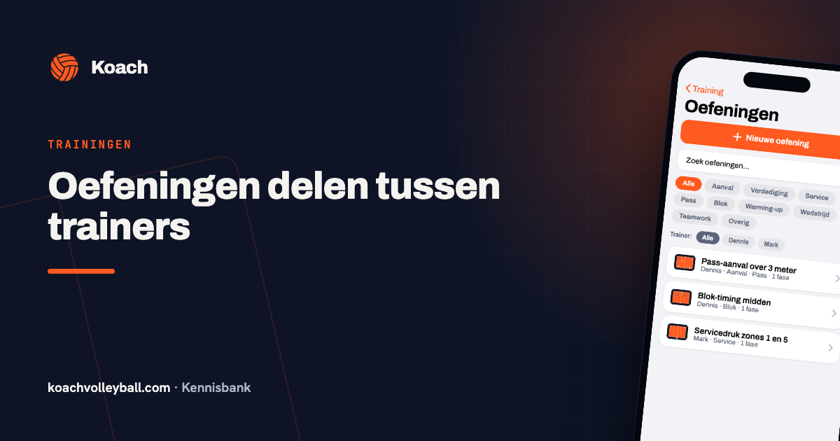 Trainerfilter in de oefeningenbibliotheek van de Koach-app