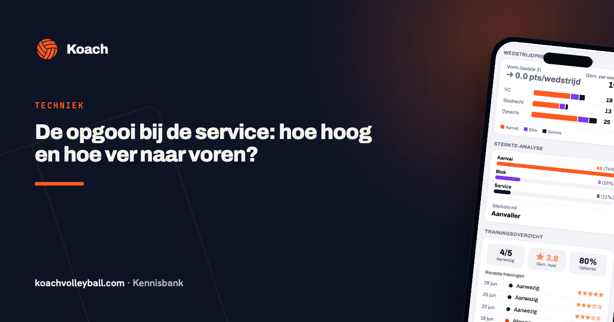 Groeigrafiek in de Koach-app met het verloop van aces en servicefouten van een speler