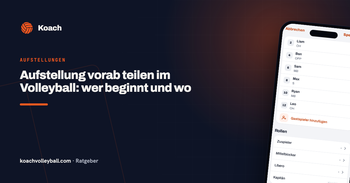 Aufstellung vorab teilen im Volleyball: wer beginnt und wo