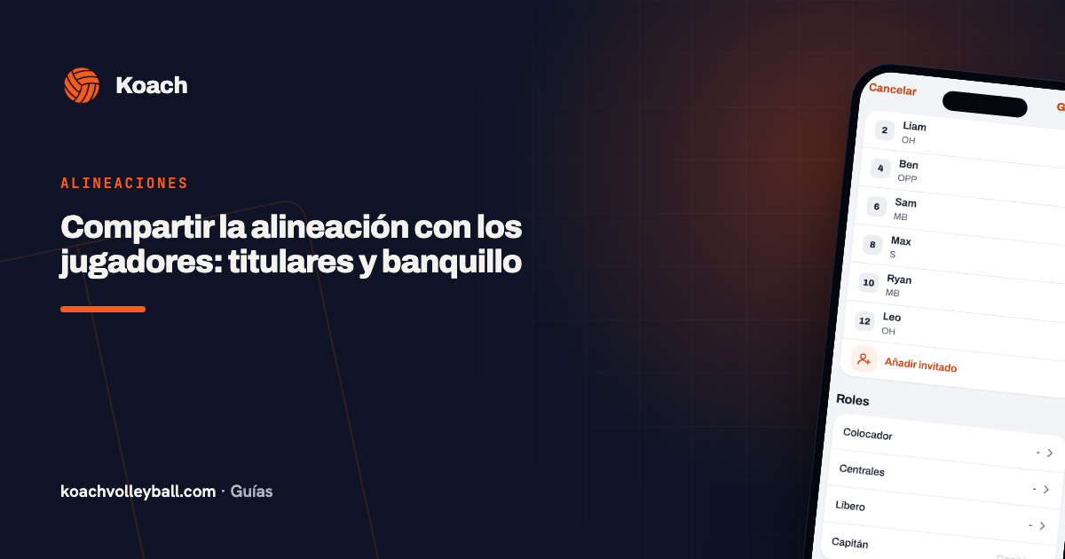 Compartir la alineación con los jugadores: titulares y banquillo