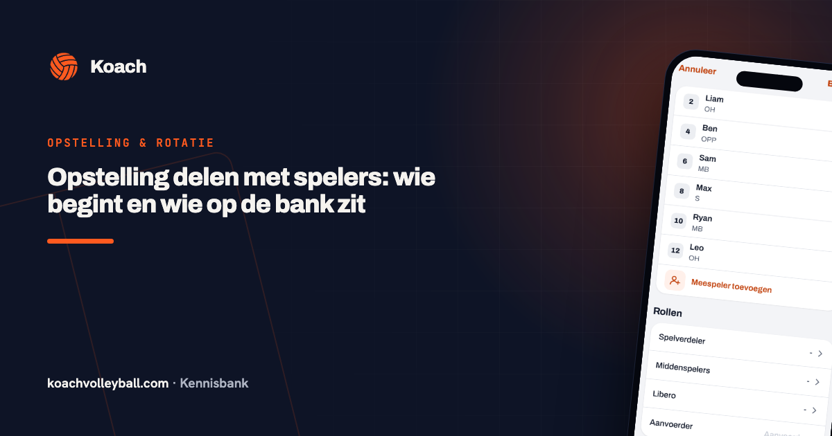 Opstelling delen met spelers: wie begint en wie op de bank zit