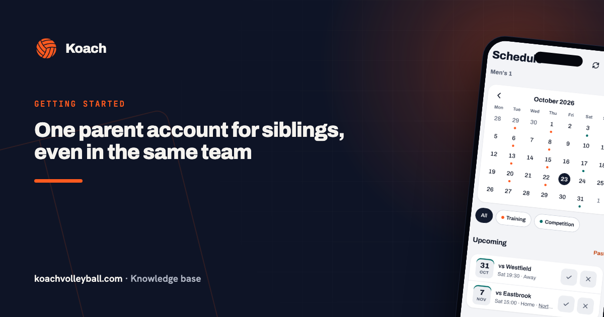 One parent account for siblings, even in the same team