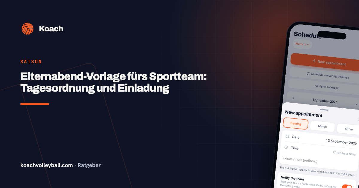 Elternabend-Vorlage fürs Sportteam: Tagesordnung und Einladung