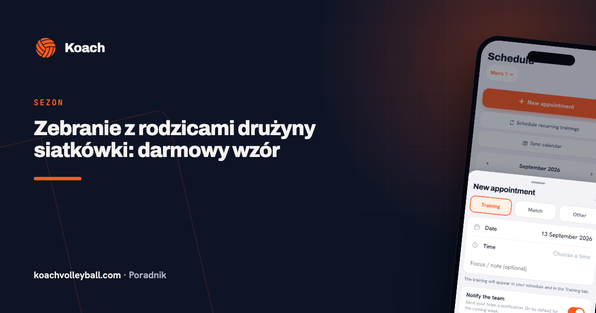 Zebranie z rodzicami drużyny siatkówki: darmowy wzór