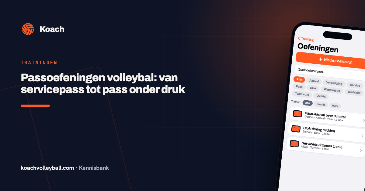 Pass-aanval oefening in de oefeningenbibliotheek van de Koach-app