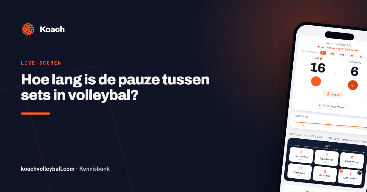 Live-scherm in de Koach-app met de stand, de momentumlijn en de opstelling van dat moment