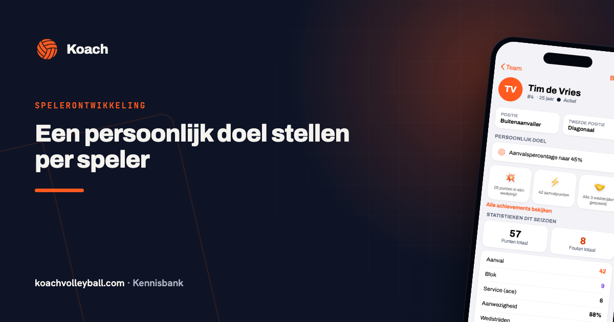 Persoonlijk doel bovenaan het spelersprofiel in de Koach-app