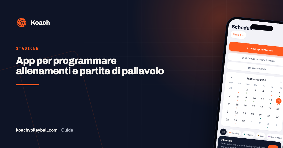App per programmare allenamenti e partite di pallavolo