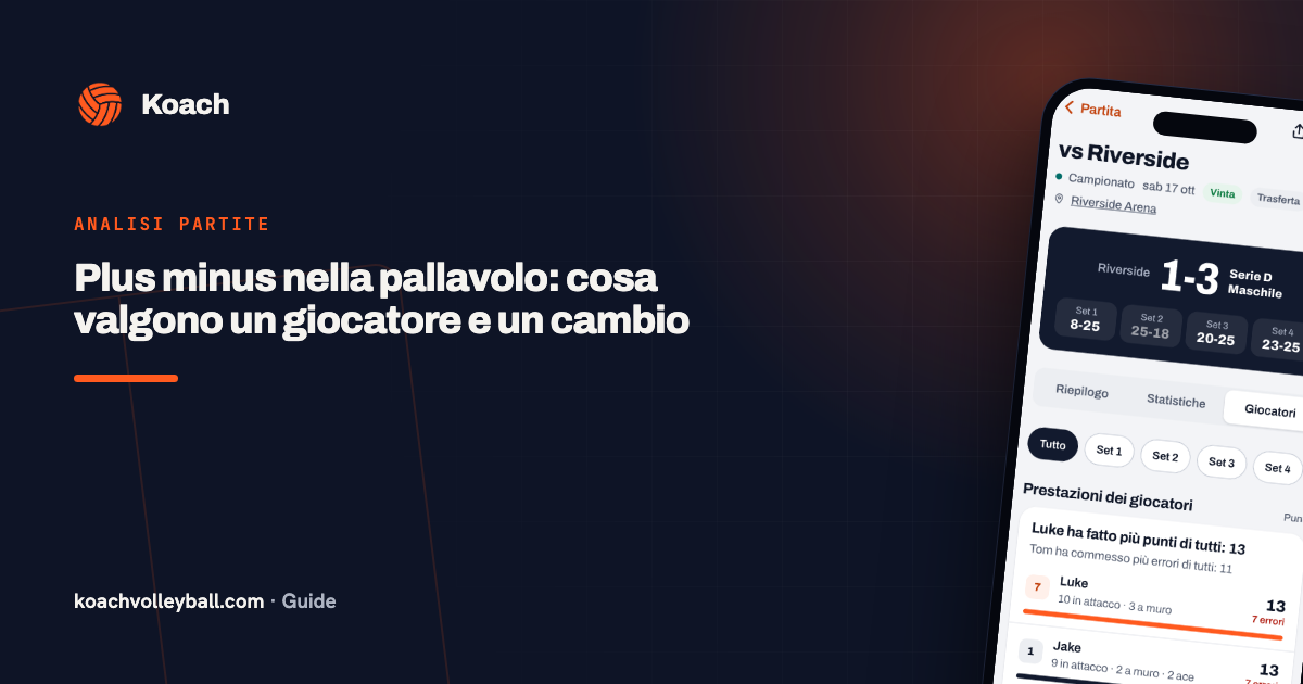 Plus minus nella pallavolo: cosa valgono un giocatore e un cambio