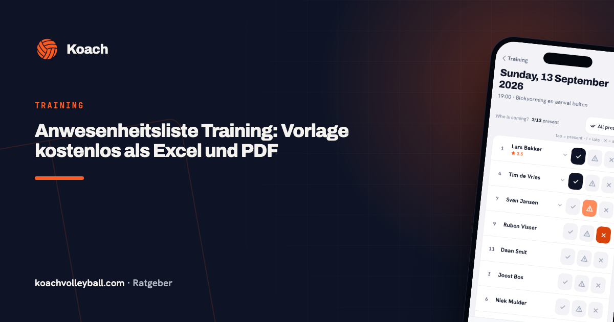 Anwesenheitsliste Training: Vorlage kostenlos als Excel und PDF