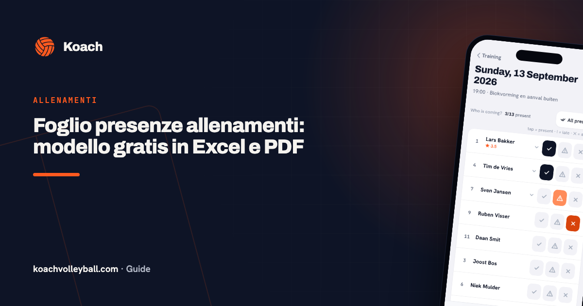 Foglio presenze allenamenti: modello gratis in Excel e PDF