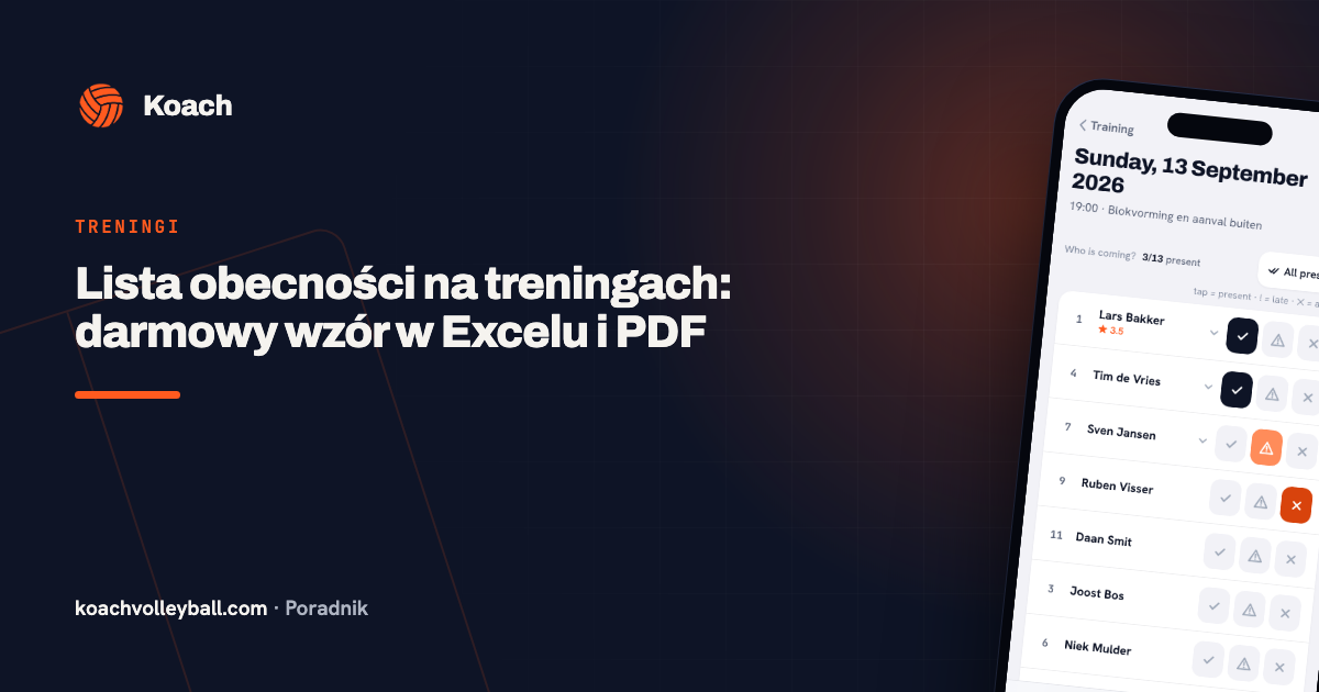 Lista obecności na treningach: darmowy wzór w Excelu i PDF