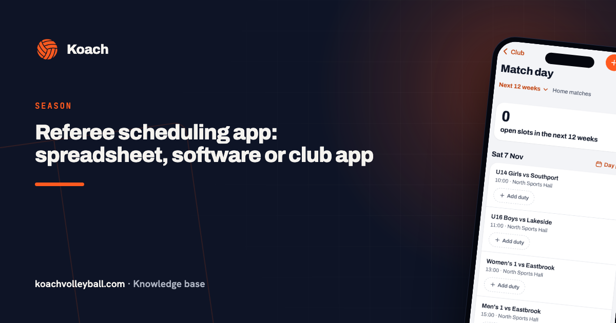 Referee scheduling app: spreadsheet, software or club app