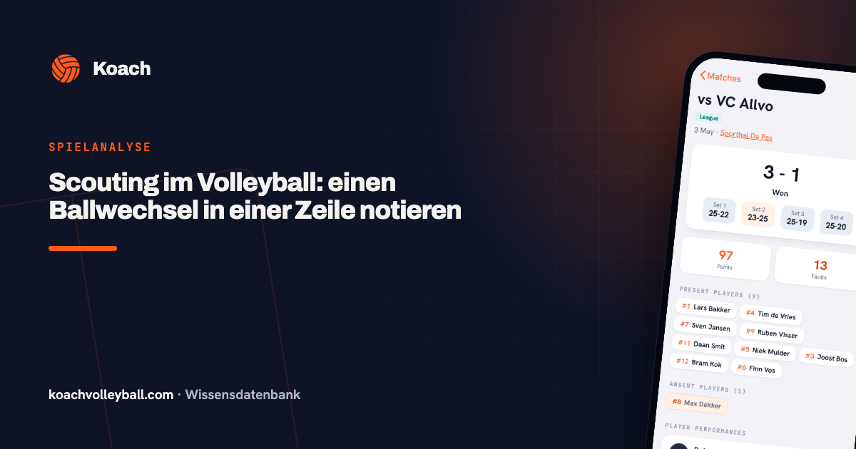 Scouting im Volleyball: einen Ballwechsel in einer Zeile notieren