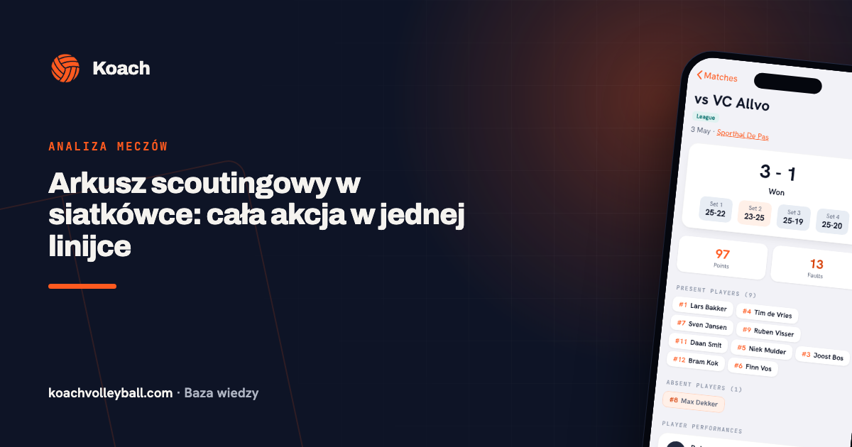 Arkusz scoutingowy w siatkówce: cała akcja w jednej linijce