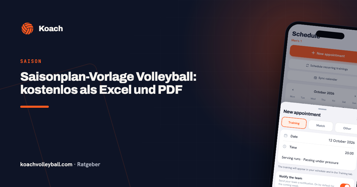 Saisonplan-Vorlage Volleyball: kostenlos als Excel und PDF