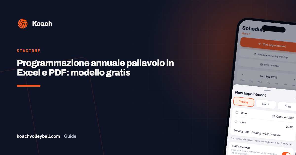Programmazione annuale pallavolo in Excel e PDF: modello gratis