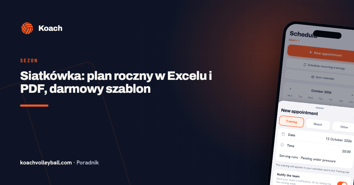 Siatkówka: plan roczny w Excelu i PDF, darmowy szablon