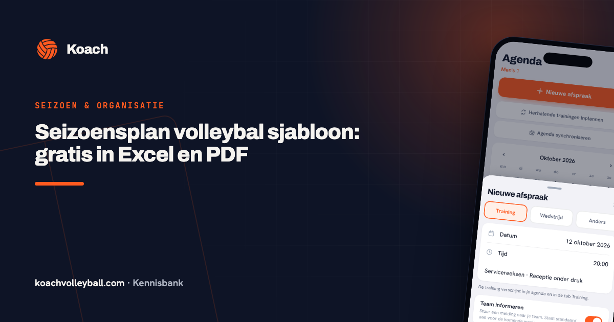 Seizoensplan volleybal sjabloon: gratis in Excel en PDF