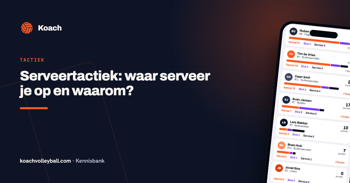 Servicestatistieken van een wedstrijd in de Koach-app
