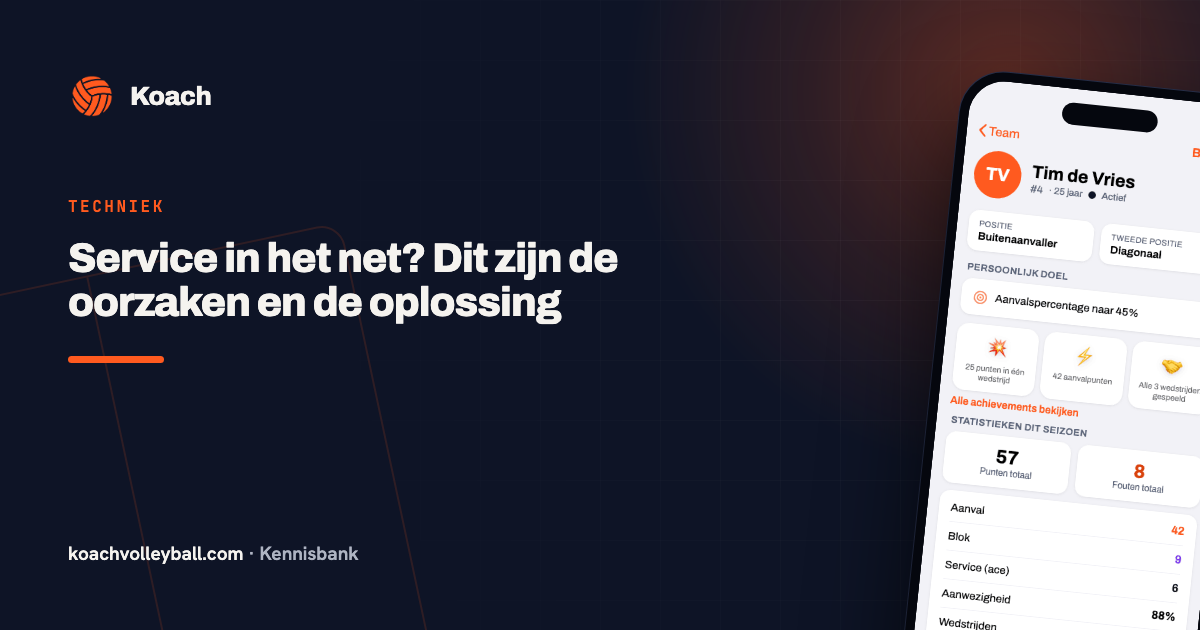 Spelersprofiel in de Koach-app met de service- en foutenstatistieken van een speler