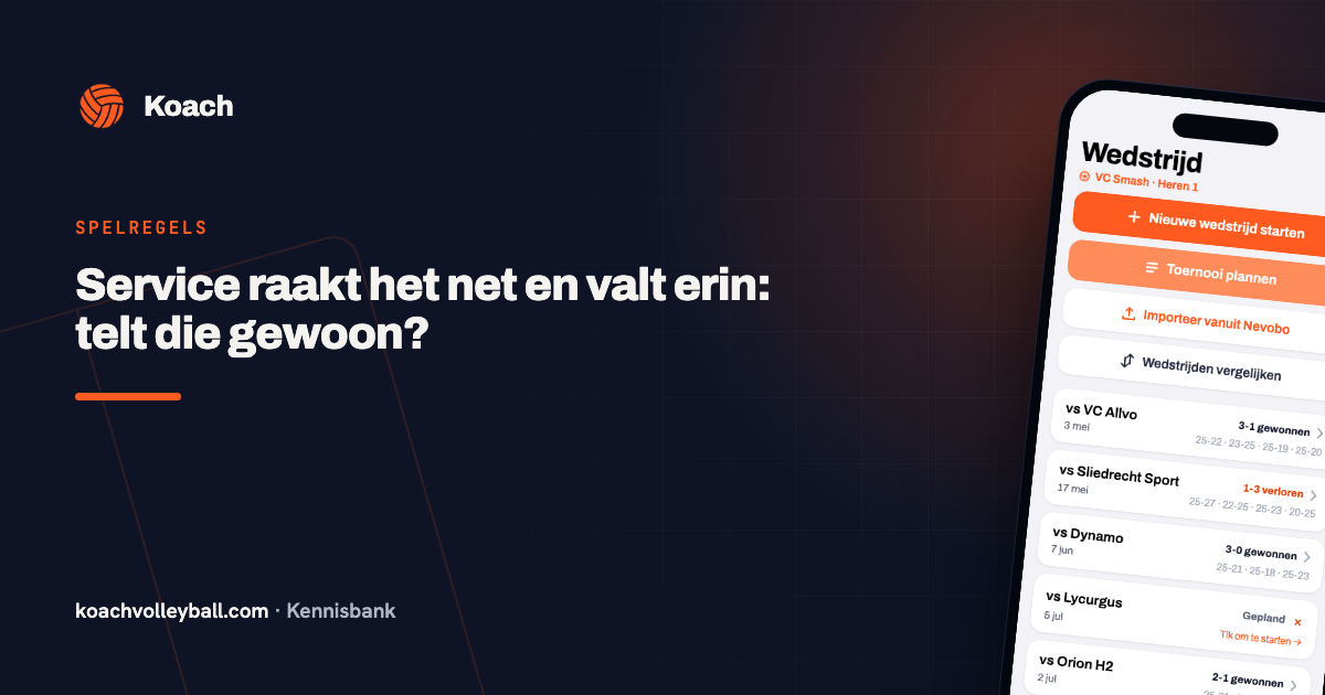 Wedstrijdoverzicht in de Koach-app met de statistieken per speler