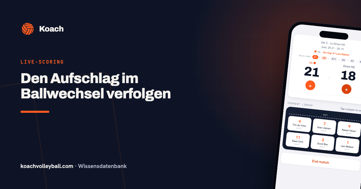Service-indicator in de Koach-app die toont welk team serveert