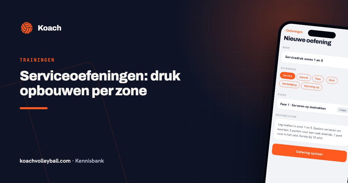 Serviceoefening met doelzones in de oefeningeditor van de Koach-app