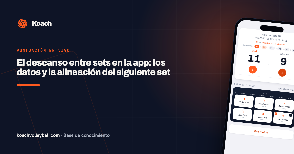 El descanso entre sets en la app: los datos y la alineación del siguiente set