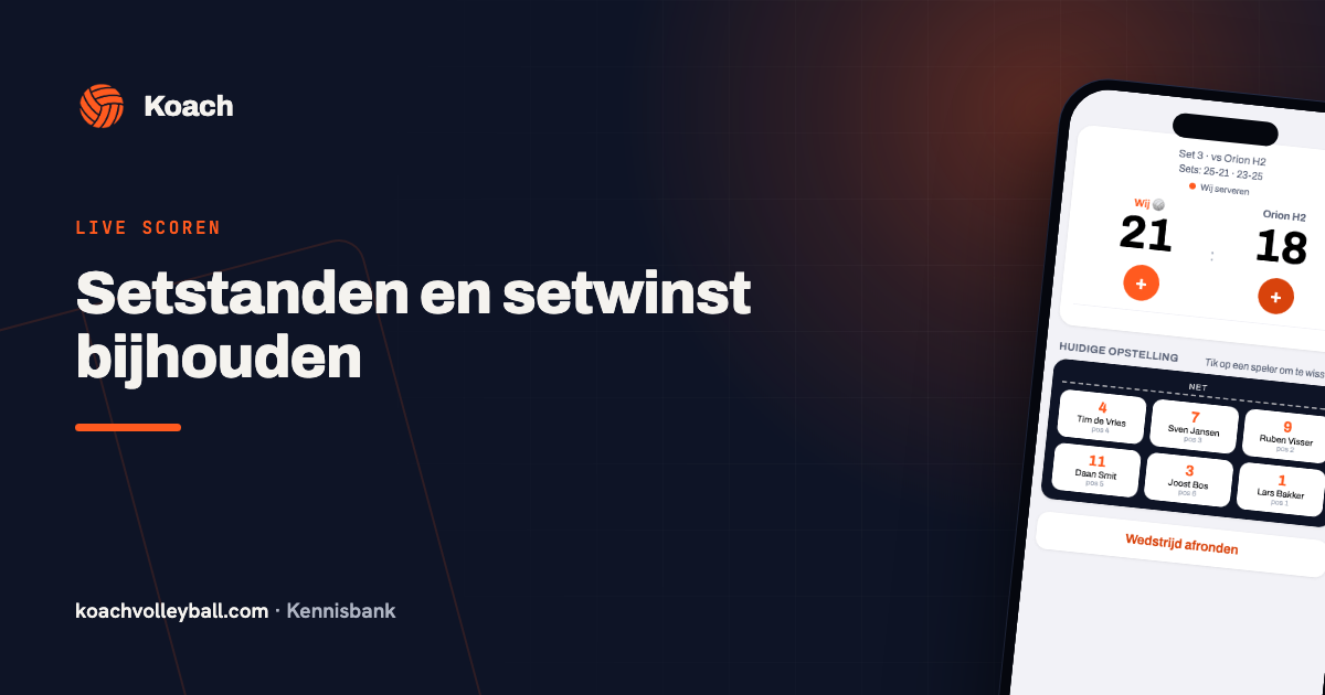 Setstanden in de Koach-app: 25-21 en 23-25 boven de huidige set