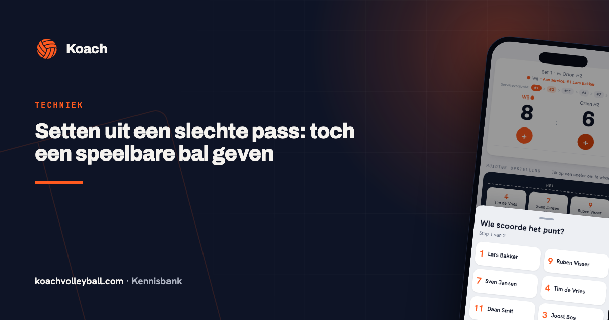 Puntregistratie in de Koach-app met het keuzescherm voor de zes veldspelers