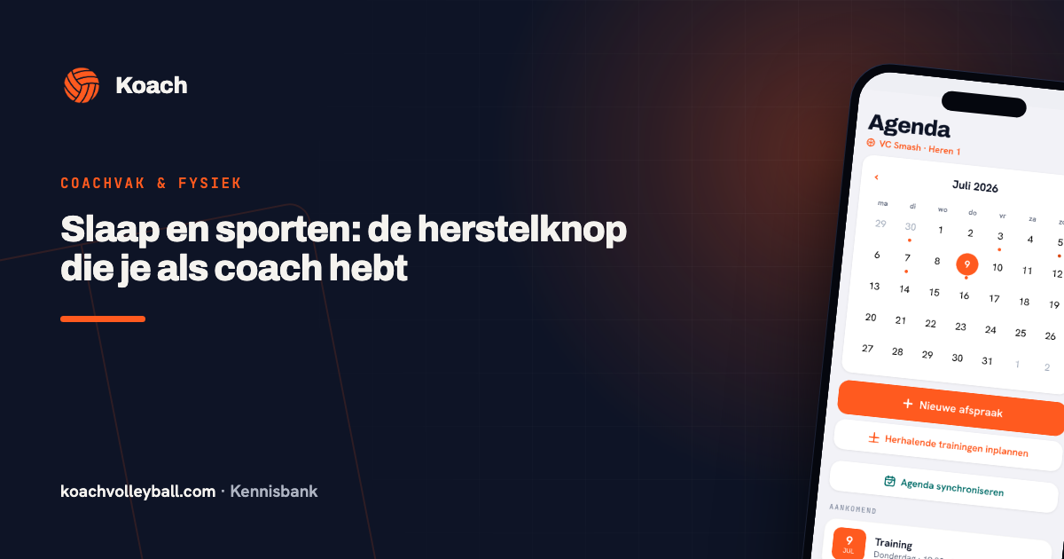 De teamagenda in de Koach-app met trainingen en wedstrijden en hun aanvangstijden