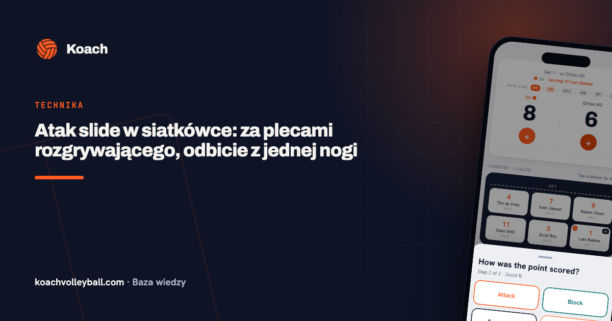 Atak slide w siatkówce: za plecami rozgrywającego, odbicie z jednej nogi