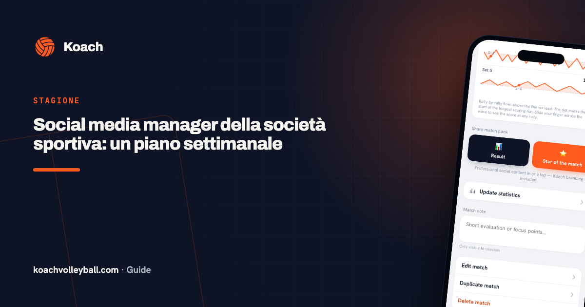 Social media manager della società sportiva: un piano settimanale