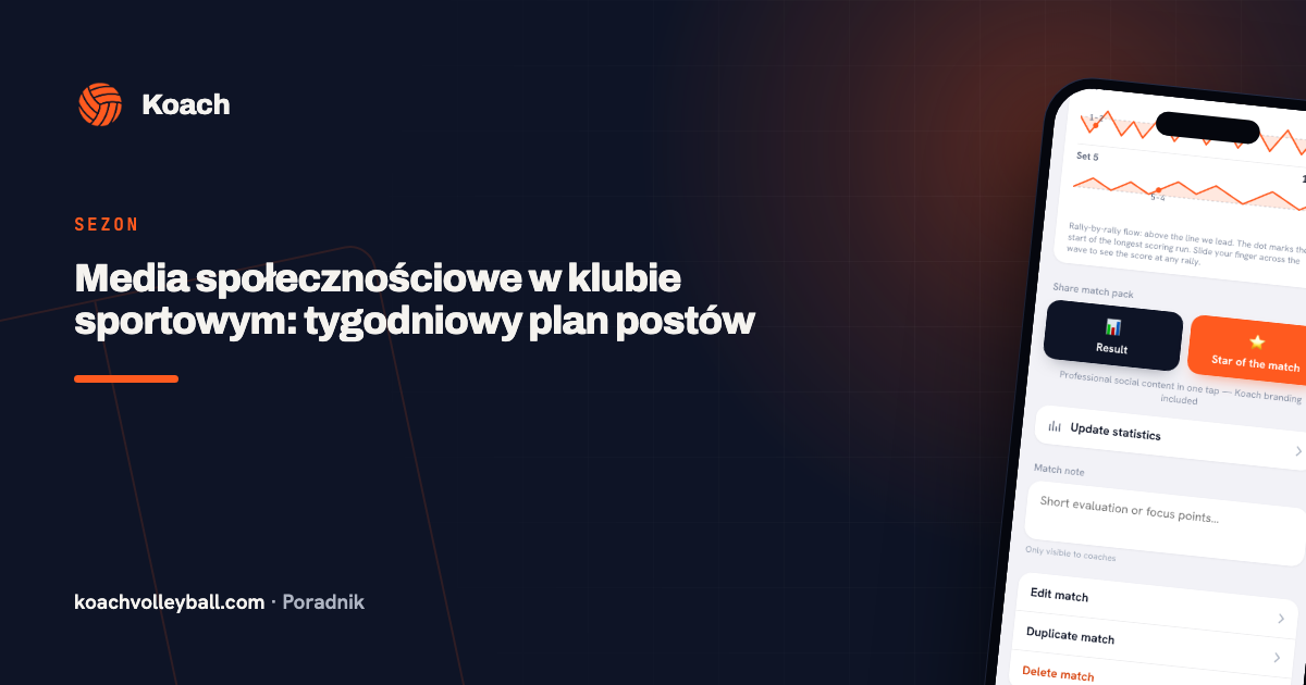 Media społecznościowe w klubie sportowym: tygodniowy plan postów