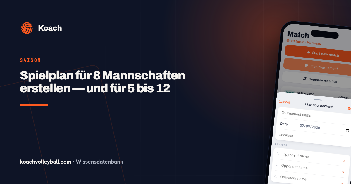 Spielplan für 8 Mannschaften erstellen — und für 5 bis 12
