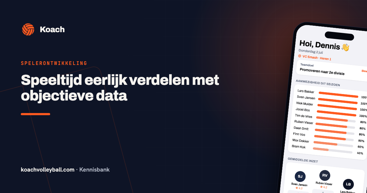 Aanwezigheid en inzet op het Koach-dashboard als basis voor speeltijdkeuzes