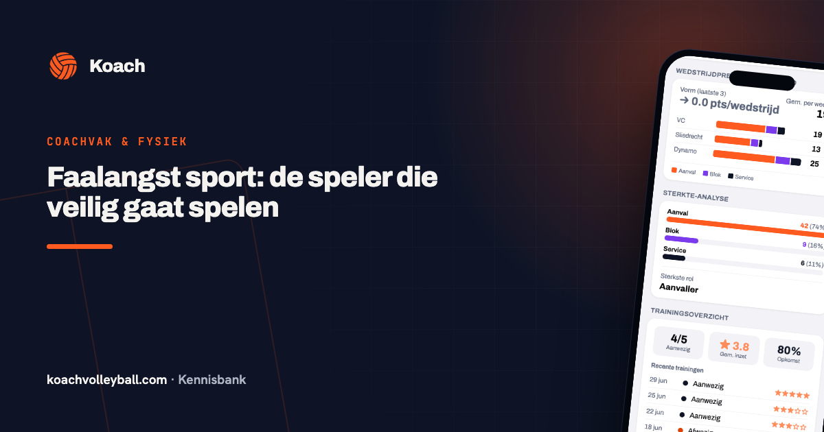 Groeigrafiek van een speler in de Koach-app met het verloop van punten en fouten over de weken