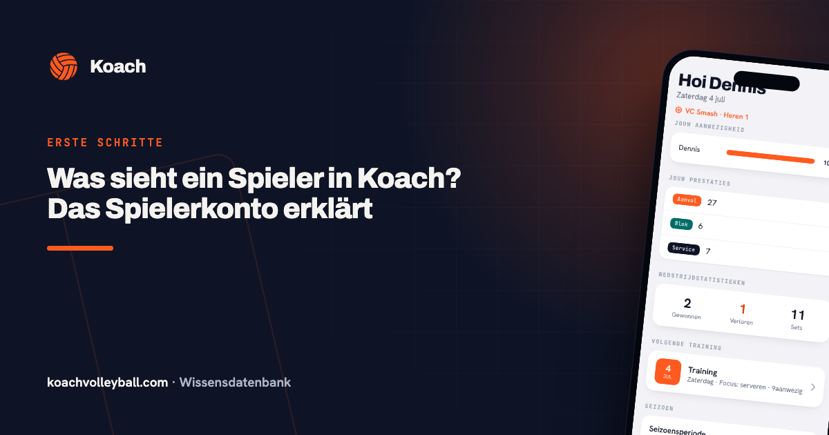 Het spelersaccount in Koach: dashboard 'Mijn overzicht' met aanwezigheid en eigen punten