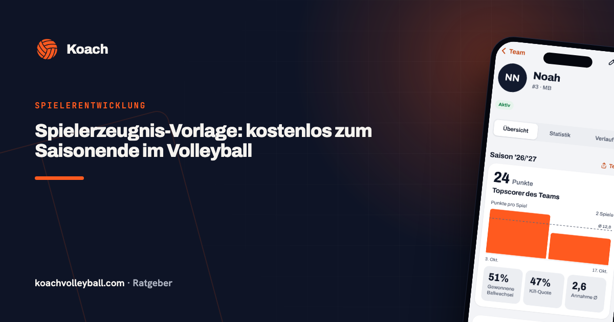 Spielerzeugnis-Vorlage: kostenlos zum Saisonende im Volleyball