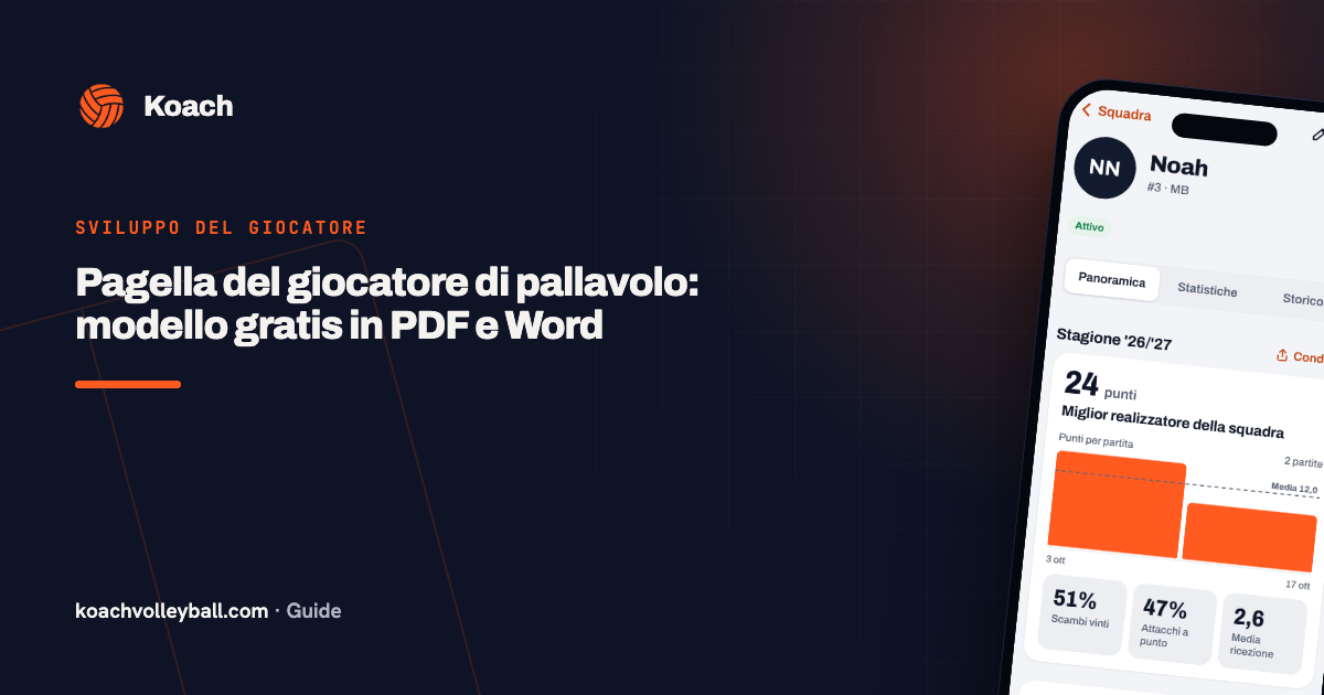 Pagella del giocatore di pallavolo: modello gratis in PDF e Word