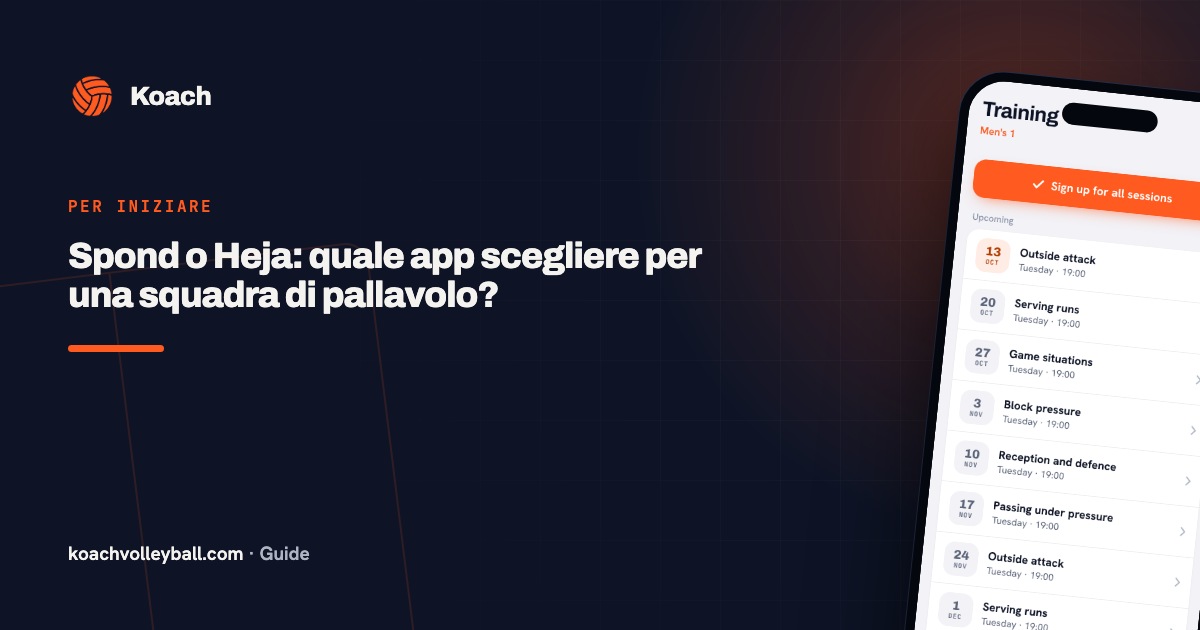 Spond o Heja: quale app scegliere per una squadra di pallavolo?