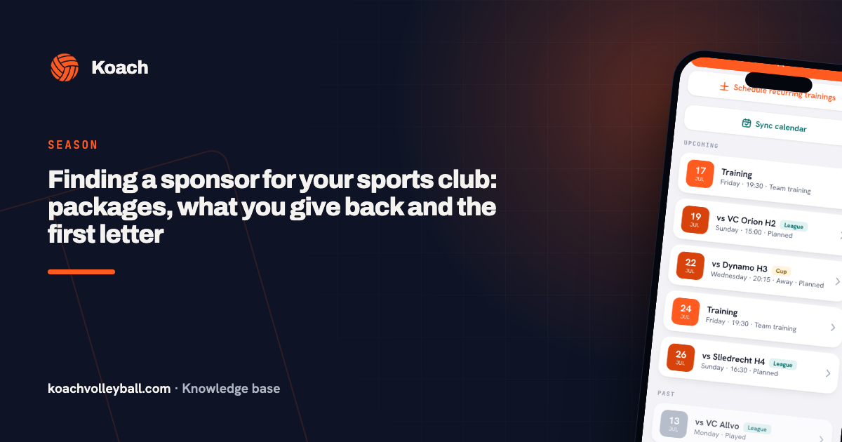 Finding a sponsor for your sports club: packages, what you give back and the first letter