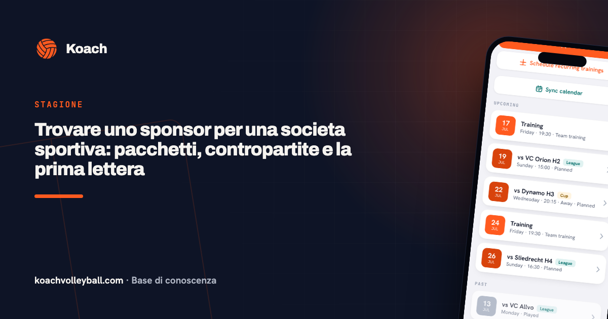 Trovare uno sponsor per una societa sportiva: pacchetti, contropartite e la prima lettera