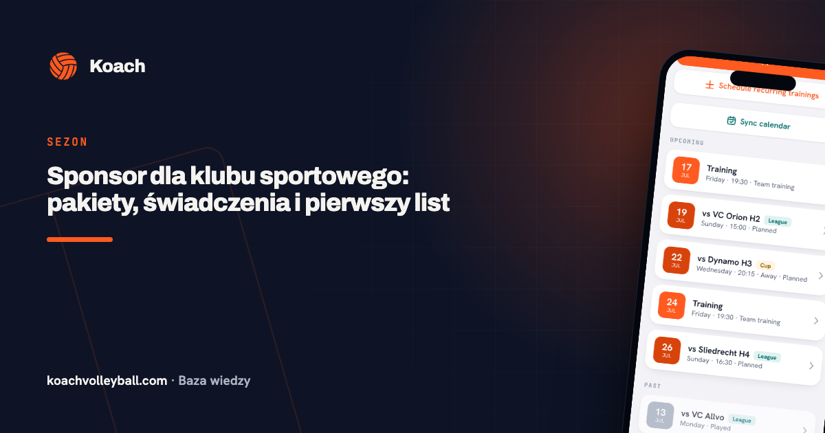 Sponsor dla klubu sportowego: pakiety, świadczenia i pierwszy list