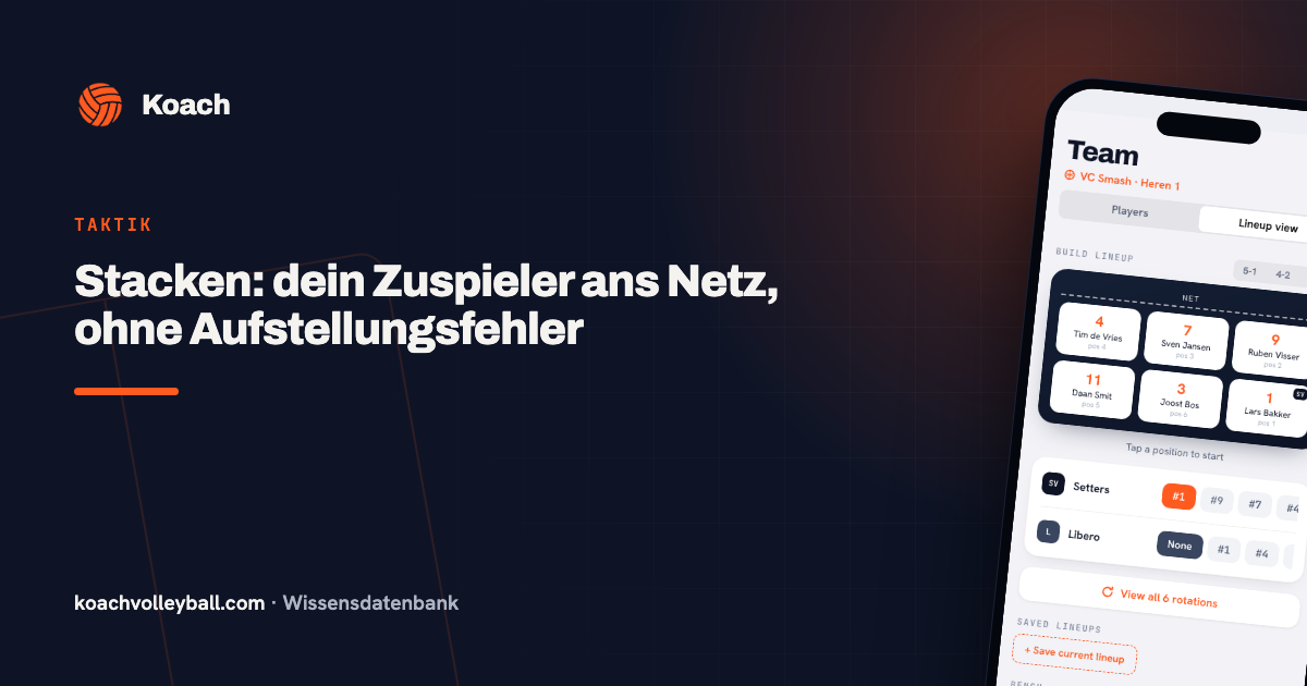 Stacken: dein Zuspieler ans Netz, ohne Aufstellungsfehler