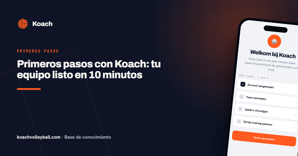 Onboarding van de Koach-app: welkomstscherm met de vier startstappen