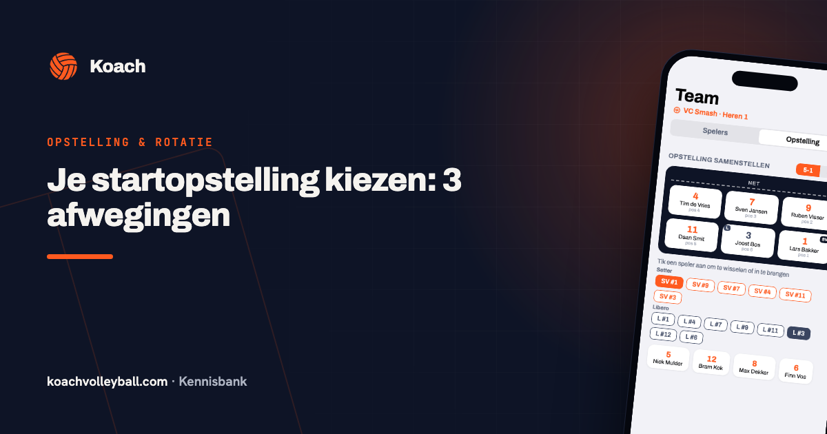 Startopstelling klaarzetten in de Koach-app